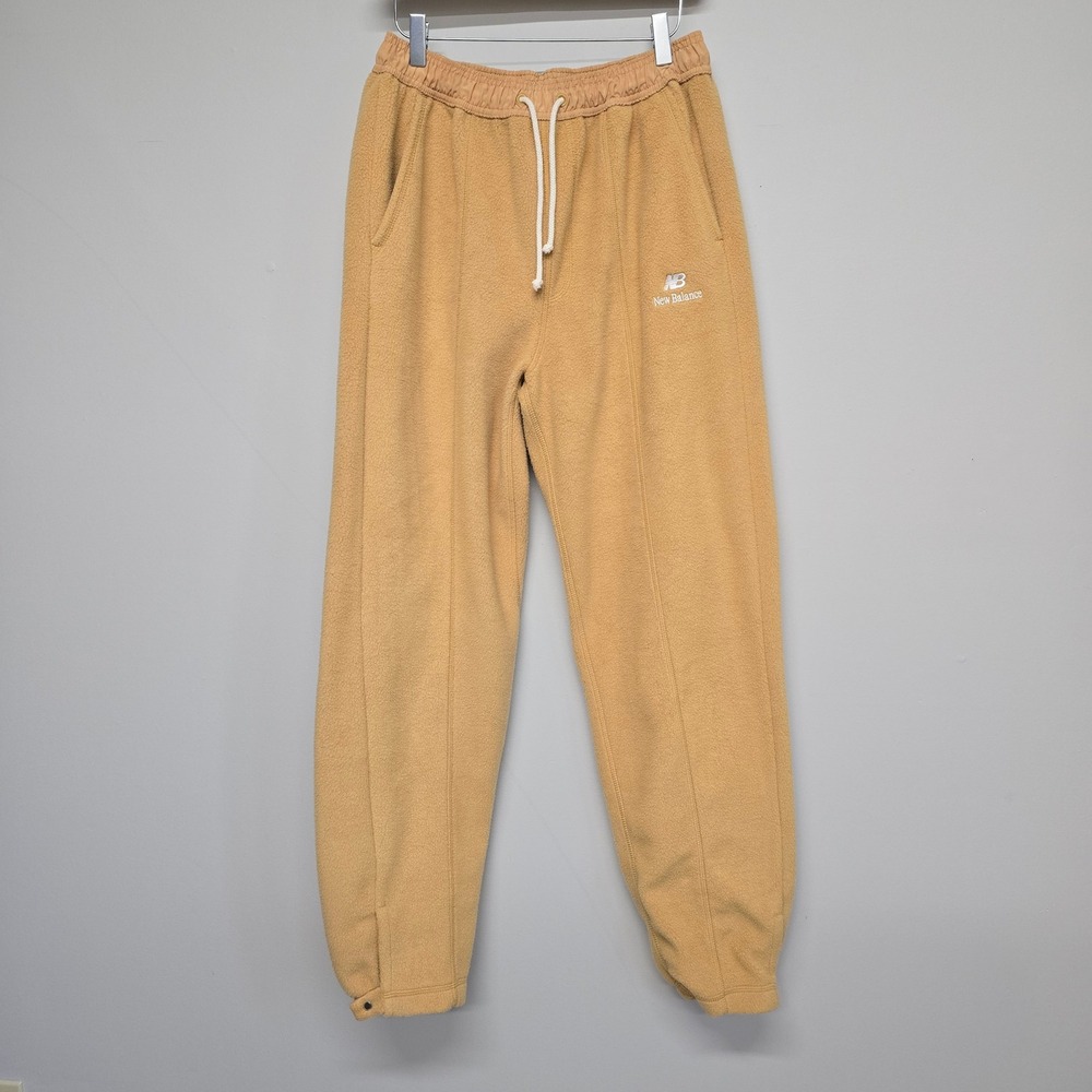 New Balance Made in USA Sherpa Fleece Pants Mens M Tan Snap Cuff Gorpcore